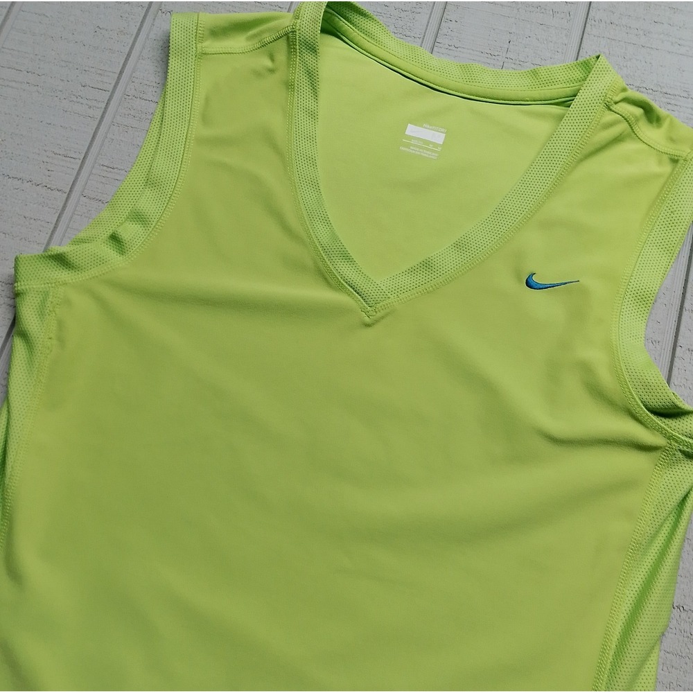 Nike Pro Dri-FIT Sleeveless Athletic Top Womens Size Medium 8-10 Lime Green Vest